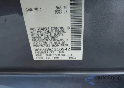 2019 Nissan Altima 2.5 S из США, поврежденный, VIN 1N4BL4BV9KC110942